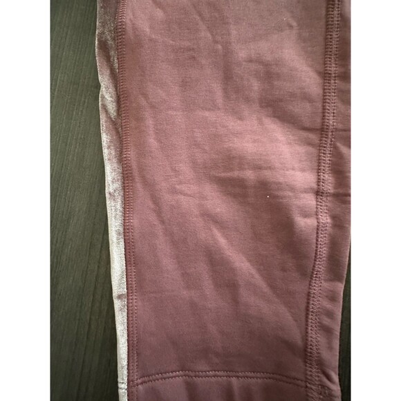 PINK Cozy Yoga Pants Velvet Trim High Waist Leggings Athleisure Pink 7/8 Comfy - Picture 2 of 8